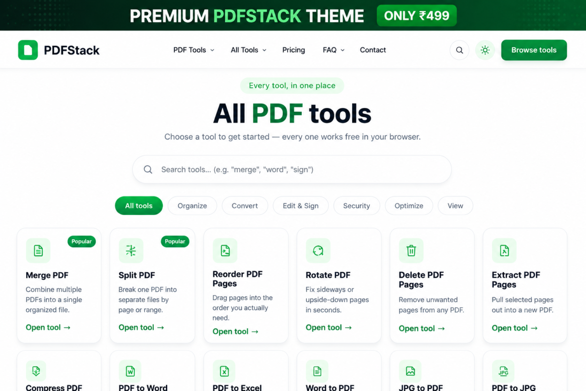 PDF Tools WordPress Theme – Online PDF Converter & Utility Website Design