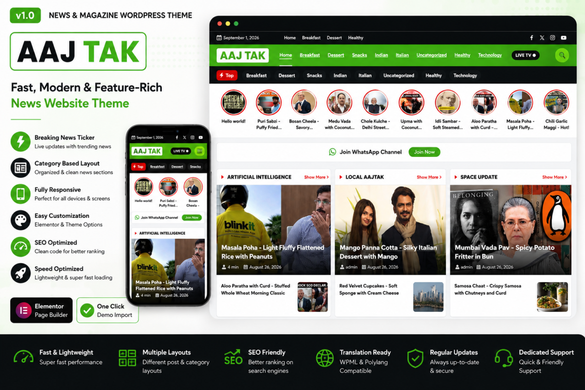 Aaj Tak News – Modern WordPress News and Magazine Theme